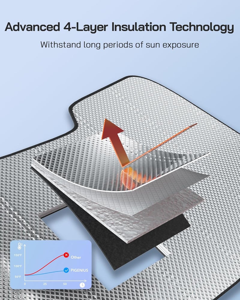 Pigenius Windshield Sun Shade for Dodge Hornet 2023-2025. Reflective Aluminum Film Front Window Sunshade - BLAZBLOCK - Image 3